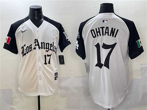 Men%27s Los Angeles Dodgers #17 Shohei Ohtani White Black Mexico 2025 LA Gothic Style With Fernando Patch Vapor Premier Limited Stitched Jersey->los angeles dodgers->MLB Jersey